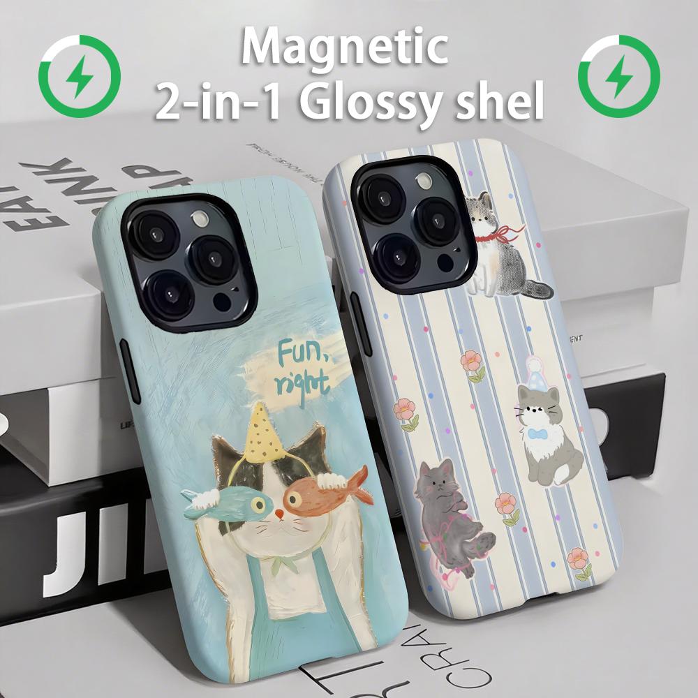 Phone Cases Magnetic - Gatos e cães bonitos caso de