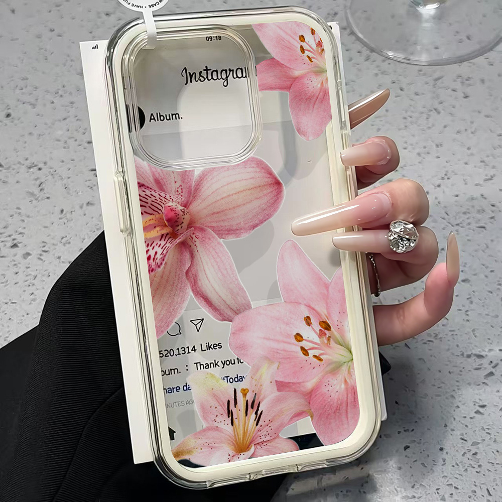 Phone Cases Popular - Capa de Silicone Transparente Rosa com