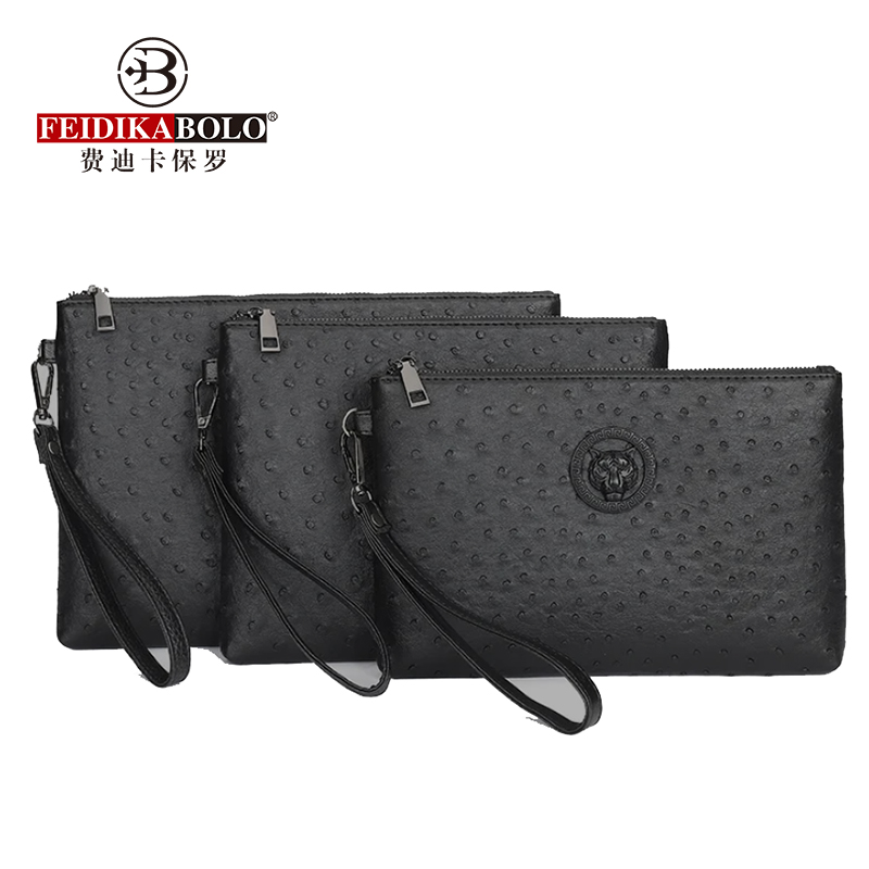 Phone Cases For Boys - Padrão de avestruz preto marrom carteira