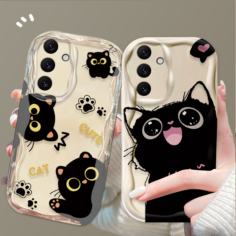 Phone Cases Samsung A14 - Bonito olhos grandes gato preto caso