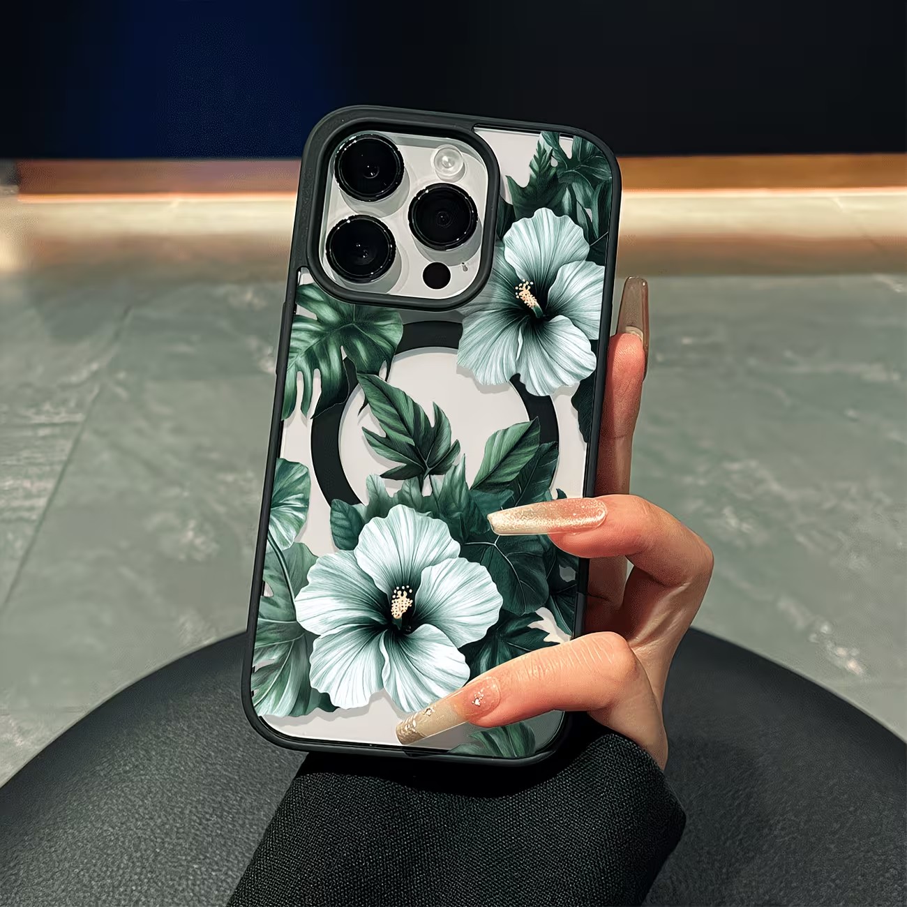 Phone Cases Xs - Capa Magnética Transparente com Estampa Floral