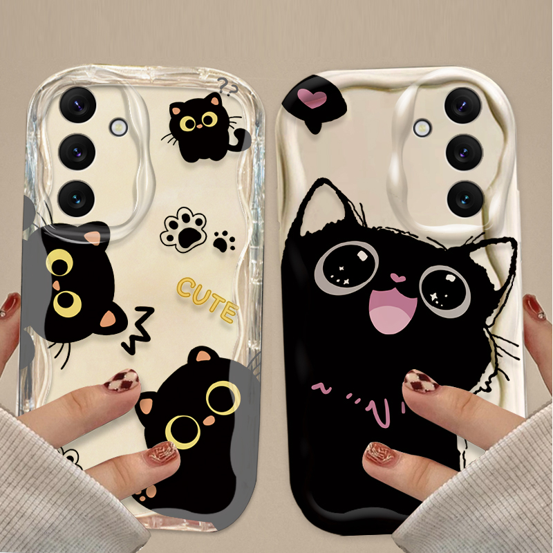 Bonito olhos grandes gato pret - Phone Cases Samsung A14 avaliação e preço