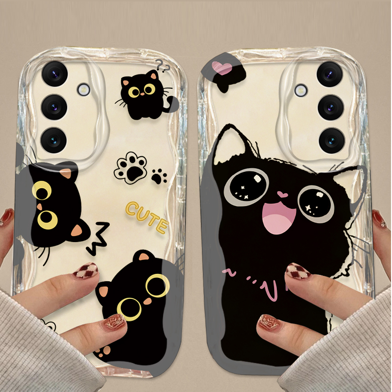 Bonito olhos grandes gato pret - Phone Cases Samsung A14 avaliação e preço