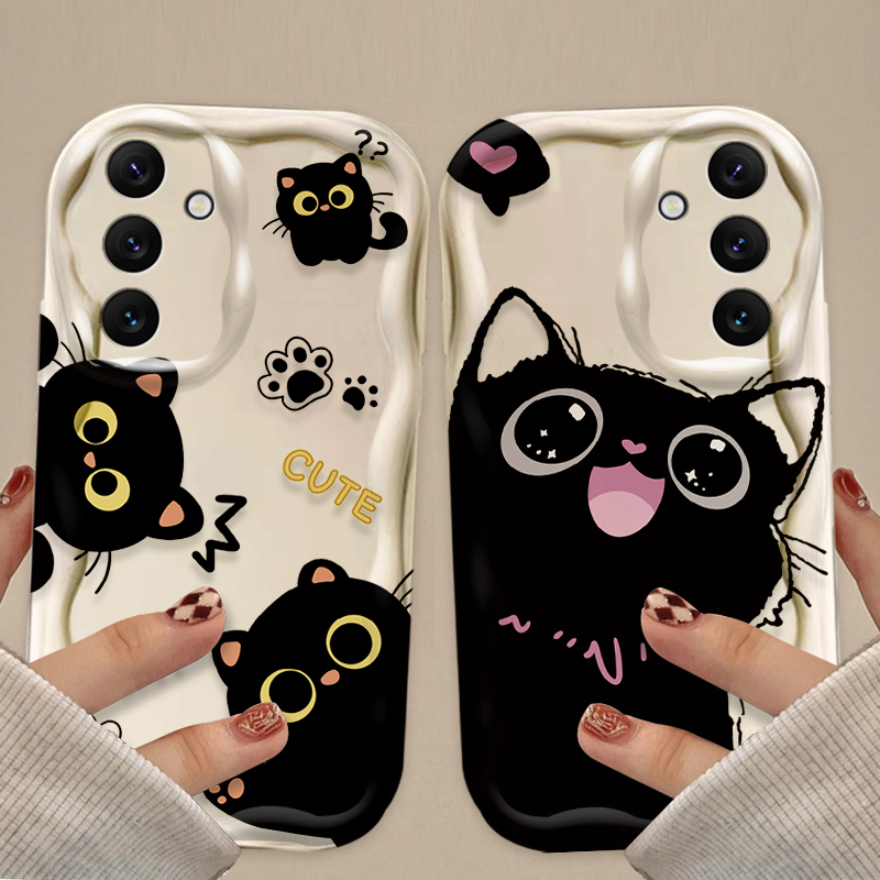 Bonito olhos grandes gato pret - Phone Cases Samsung A14 avaliação e preço