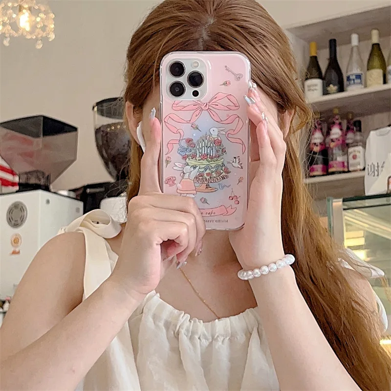 Ins Bow Cake Bunny Phone Case  - Phone Cases Com avaliação e preço